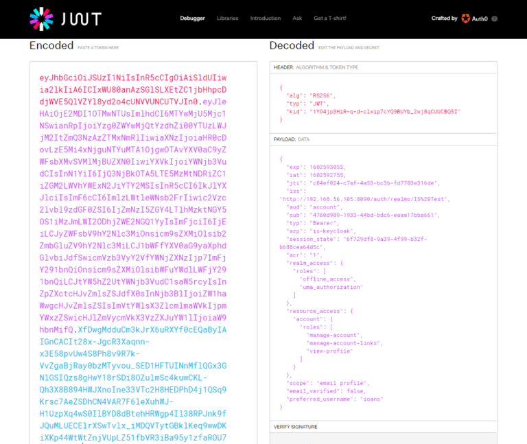 JWT token decode